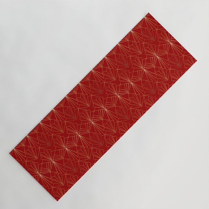 Crimson Red Art Deco Yoga Mat Gallery Image 1