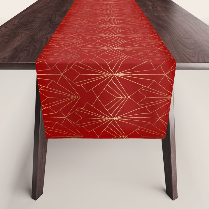 Crimson Red Art Deco Table Runner Gallery Image 1