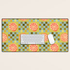 Checkered Citrus Fruit in Sage & Orange Desk Mat Gallery Image 1