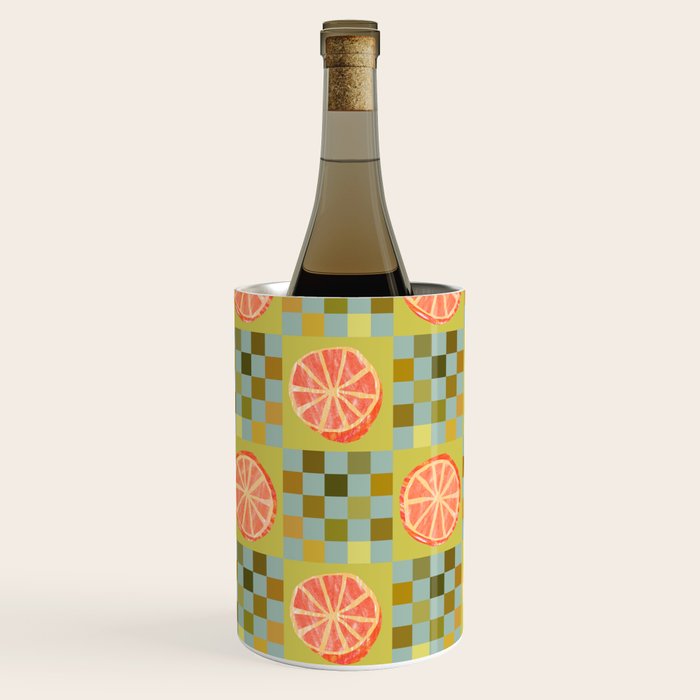Checkered Citrus Fruit in Sage & Orange Wine Chiller Gallery Image 1