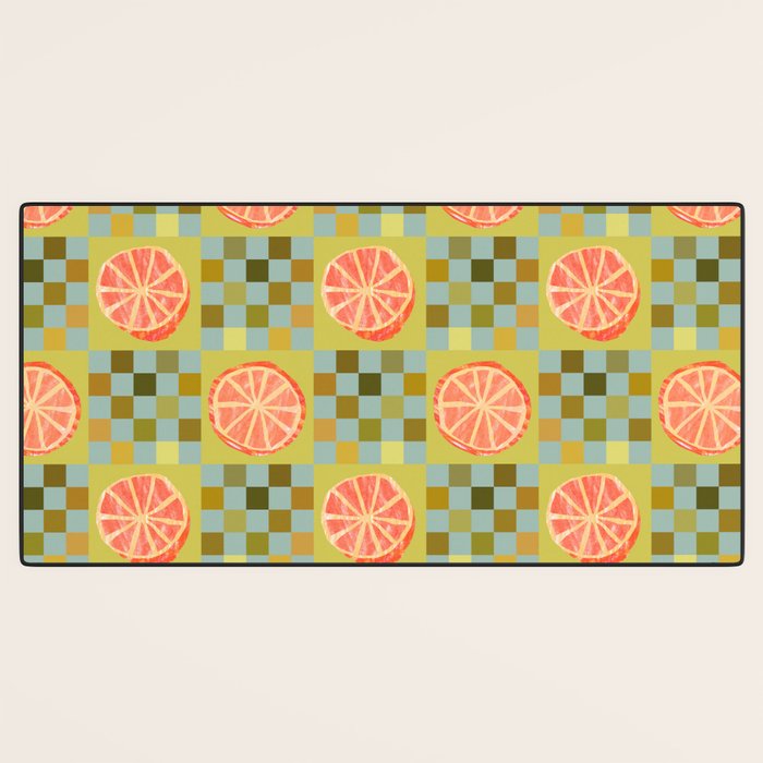 Checkered Citrus Fruit in Sage & Orange Desk Mat Gallery Image 3
