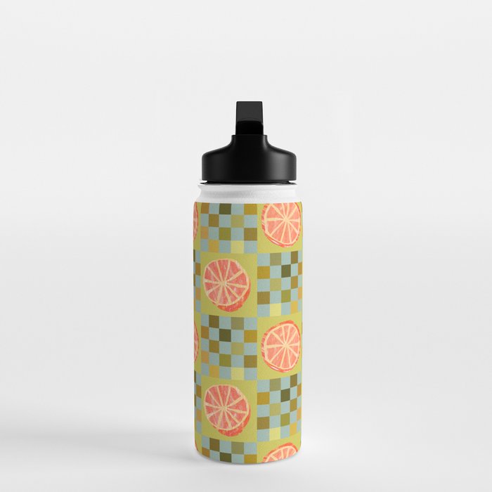 Checkered Citrus Fruit in Sage & Orange Water Bottle Gallery Image 3