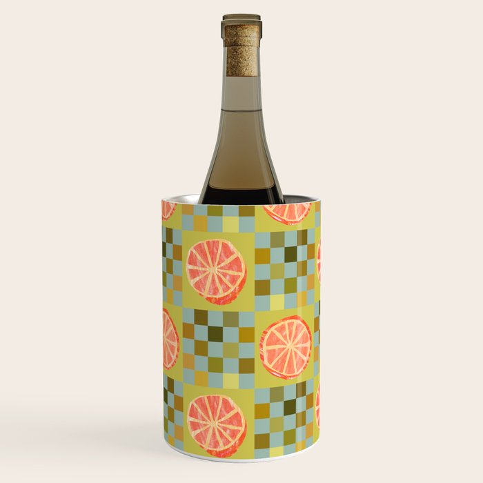 Checkered Citrus Fruit in Sage & Orange Wine Chiller Gallery Image 2