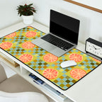 Checkered Citrus Fruit in Sage & Orange Desk Mat Gallery Image 2