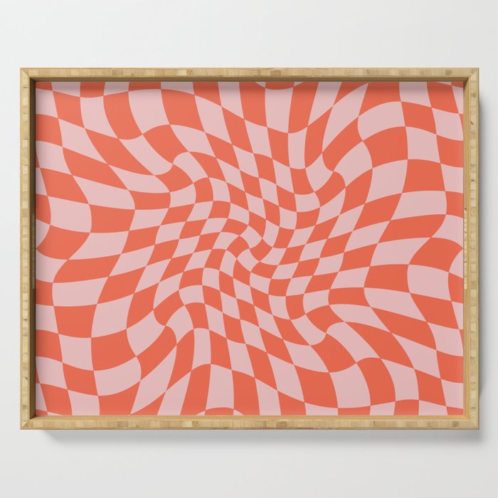 Retro Warped Checkerboard Serving Tray Gallery Image 1