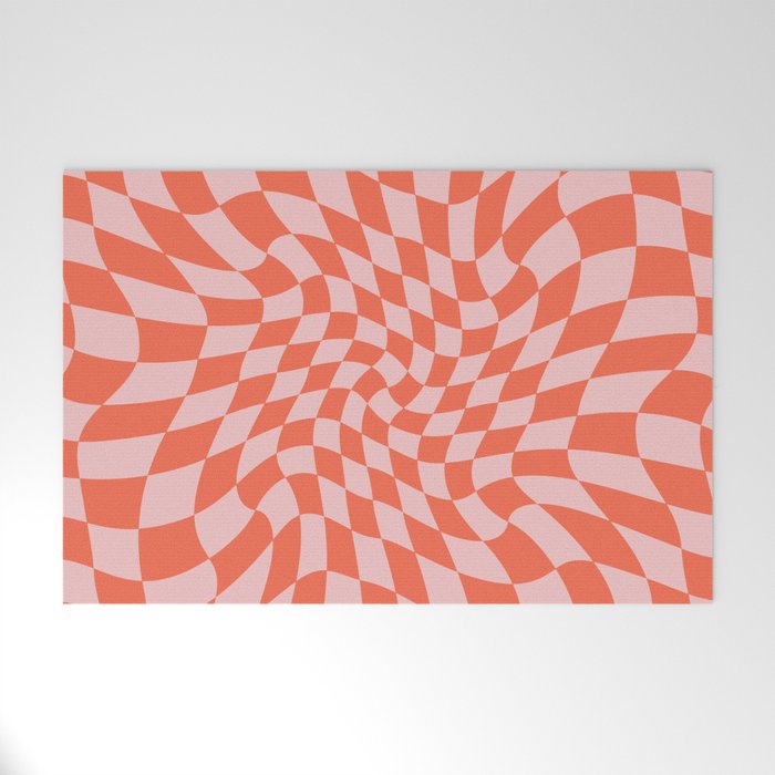 Retro Warped Checkerboard Welcome Mat Gallery Image 1