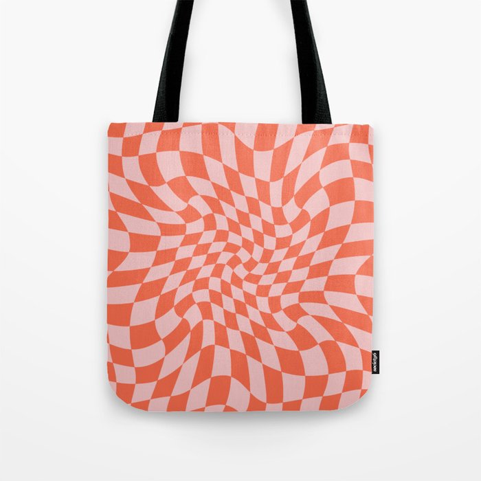 Retro Warped Checkerboard Tote Bag Gallery Image 1