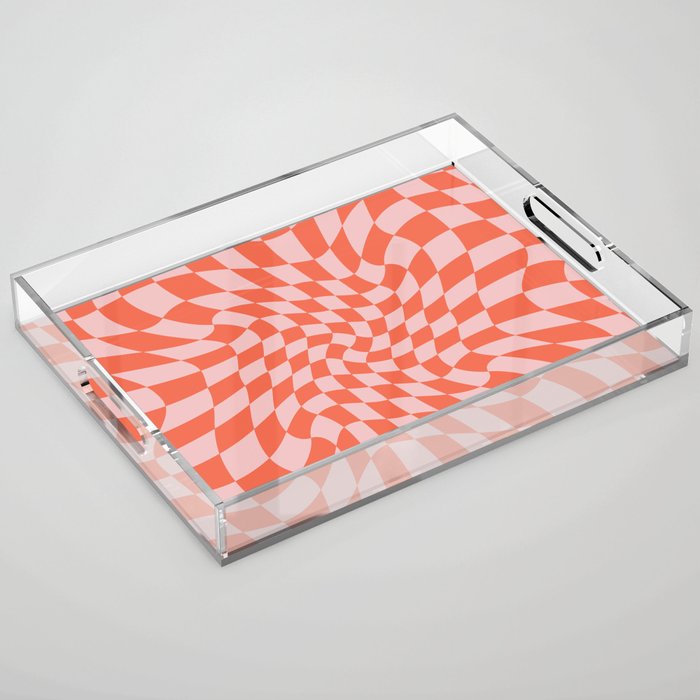 Retro Warped Checkerboard Acrylic Tray Gallery Image 1
