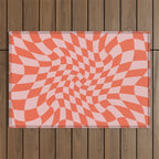 Retro Warped Checkerboard Outdoor Rug Gallery Image 1