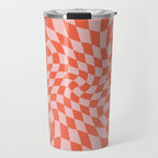 Retro Warped Checkerboard Travel Mug Gallery Image 1