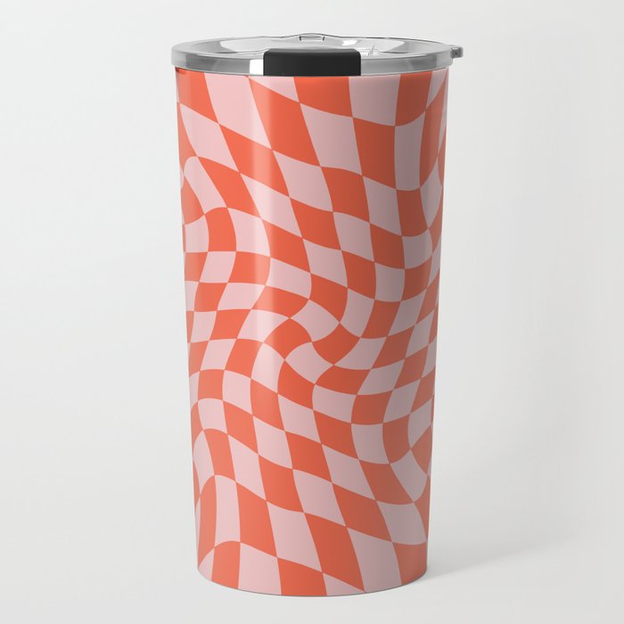 Retro Warped Checkerboard Travel Mug Gallery Image 1