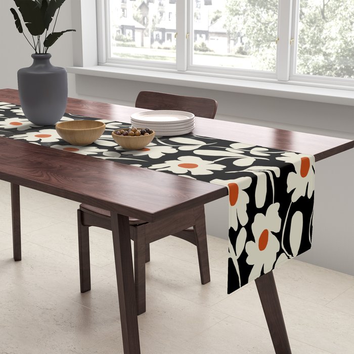 Black and white floral Table Runner Gallery Image 2