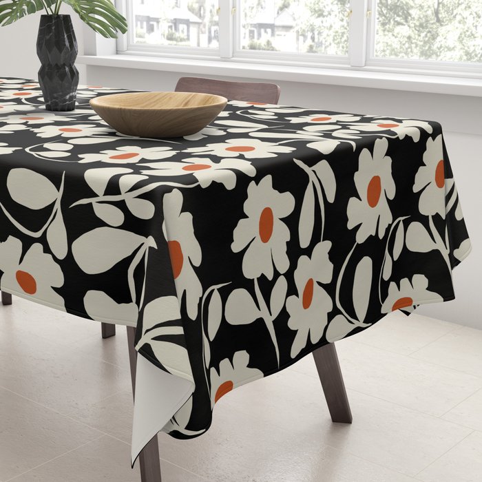 Black and white floral Tablecloth Gallery Image 3