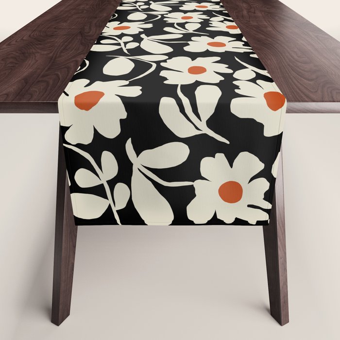 Black and white floral Table Runner Gallery Image 1