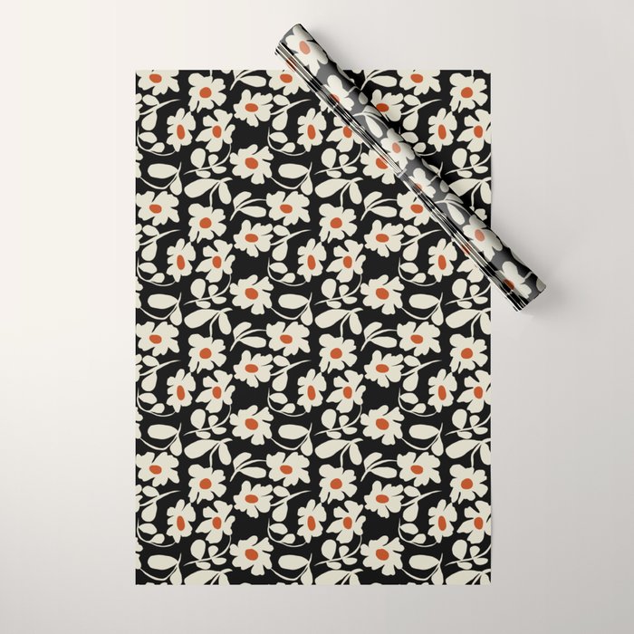 Black and white floral Wrapping Paper Gallery Image 1