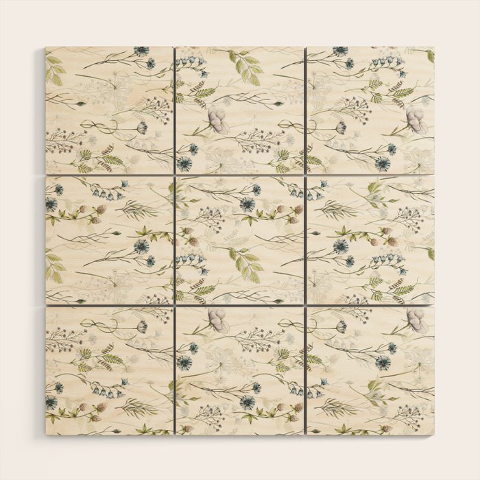 Wildflowers Meadow Botanical Flower Garden  Wood Wall Art Gallery Image 1
