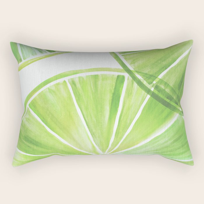 Fresh Lime Citrus Abstract Watercolor Rectangular Pillow Gallery Image 1