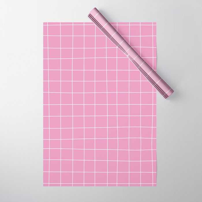 Hand Drawn Grid Hot Pink Wrapping Paper Gallery Image 1