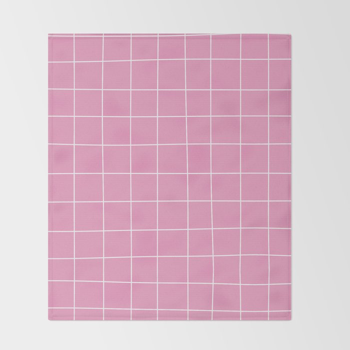 Hand Drawn Grid Hot Pink Throw Blanket Gallery Image 2