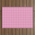 Hand Drawn Grid Hot Pink Outdoor Rug Gallery Image 1