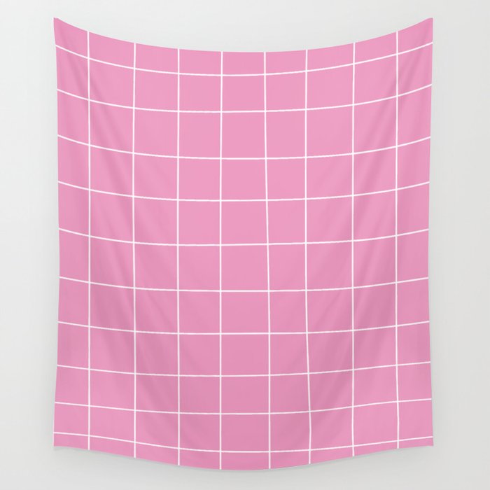 Hand Drawn Grid Hot Pink Wall Tapestry Gallery Image 4