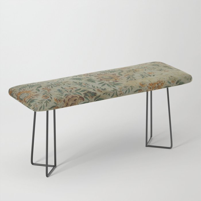 Distressed Antique Floral Chintz Pattern Bench Gallery Image 1