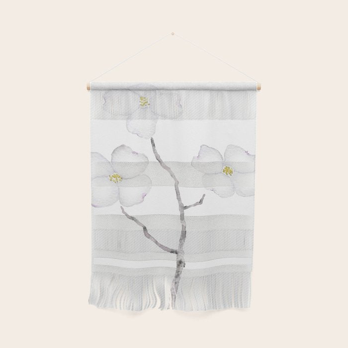 white dogwood flower watercolor Wall Hanging Gallery Image 1