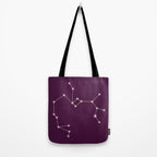 Sagittarius Zodiac Star Constellation Line Art Plum Purple Tote Bag Gallery Image 2
