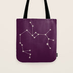 Sagittarius Zodiac Star Constellation Line Art Plum Purple Tote Bag Gallery Image 1