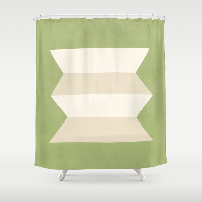Geometric Vase - White Ivory on Green  Shower Curtain Gallery Image 1