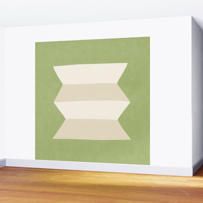Geometric Vase - White Ivory on Green  Wall Mural Gallery Image 2