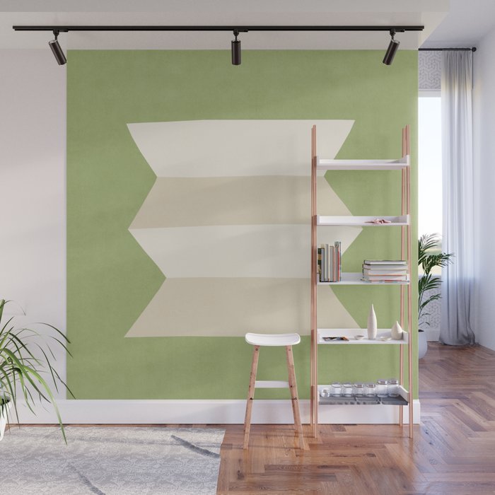 Geometric Vase - White Ivory on Green  Wall Mural Gallery Image 1
