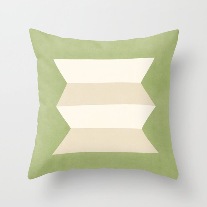 Geometric Vase - White Ivory on Green  Throw Pillow Gallery Image 1