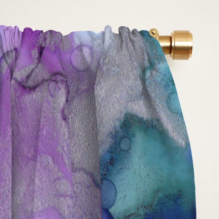 Abstract Colorful Purple Watercolor Window Curtain Gallery Image 2