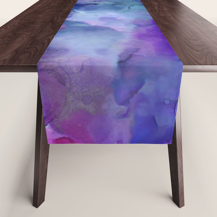 Abstract Colorful Purple Watercolor Table Runner Gallery Image 1