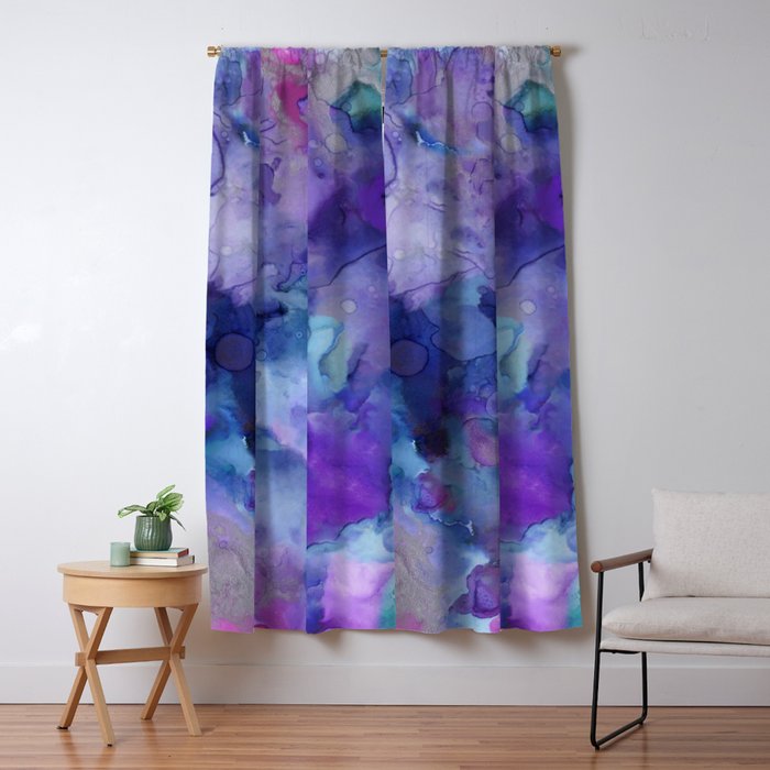 Abstract Colorful Purple Watercolor Window Curtain Gallery Image 5