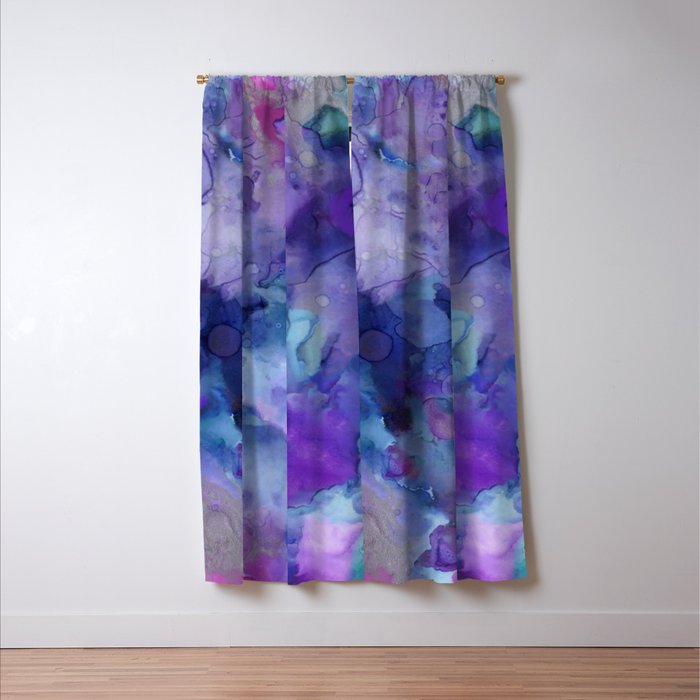 Abstract Colorful Purple Watercolor Window Curtain Gallery Image 3