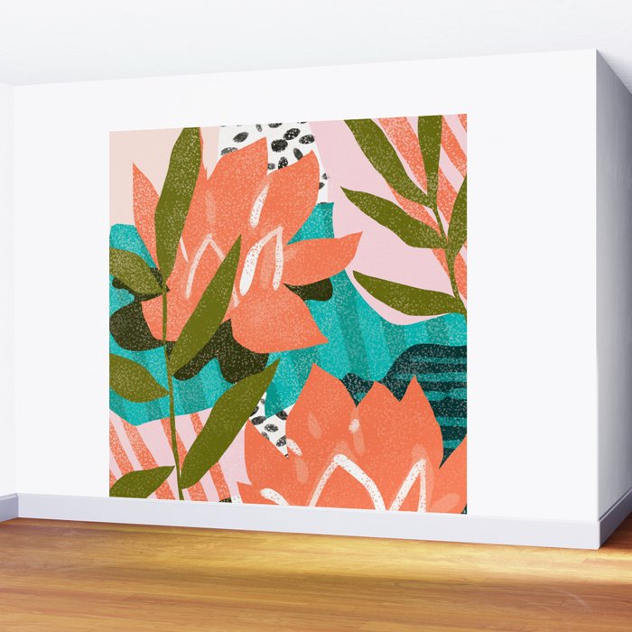 Forever in My Garden | Abstract Botanical Nature Plants Floral Painting | Quirky Modern Contemporary Wall Mural Gallery Image 2