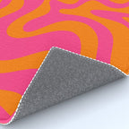 Retro Liquid Swirl Abstract Pattern Hot Pink & Orange Rug Gallery Image 4
