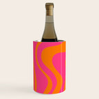 Retro Liquid Swirl Abstract Pattern Hot Pink & Orange Wine Chiller Gallery Image 2