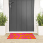 Retro Liquid Swirl Abstract Pattern Hot Pink & Orange Welcome Mat Gallery Image 3