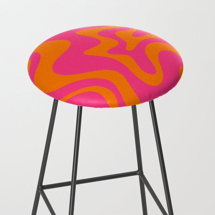 Retro Liquid Swirl Abstract Pattern Hot Pink & Orange Stool Gallery Image 2