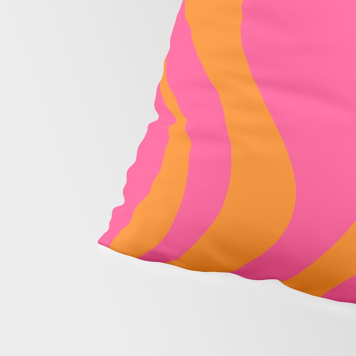 Retro Liquid Swirl Abstract Pattern Hot Pink & Orange Pillow Sham Gallery Image 4