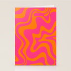 Retro Liquid Swirl Abstract Pattern Hot Pink & Orange Stationery Card Gallery Image 2