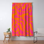 Retro Liquid Swirl Abstract Pattern Hot Pink & Orange Window Curtain Gallery Image 5