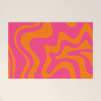 Retro Liquid Swirl Abstract Pattern Hot Pink & Orange Welcome Mat Gallery Image 1