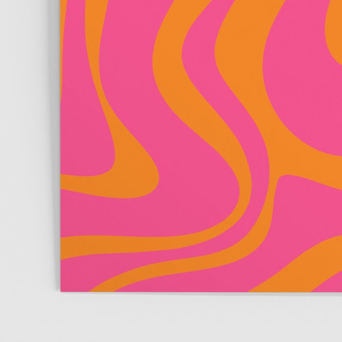 Retro Liquid Swirl Abstract Pattern Hot Pink & Orange Poster Gallery Image 3