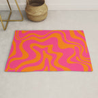 Retro Liquid Swirl Abstract Pattern Hot Pink & Orange Rug Gallery Image 1