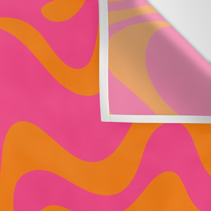 Retro Liquid Swirl Abstract Pattern Hot Pink & Orange Wall Tapestry Gallery Image 3