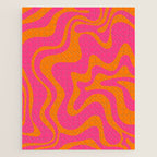 Retro Liquid Swirl Abstract Pattern Hot Pink & Orange Jigsaw Puzzle Gallery Image 1